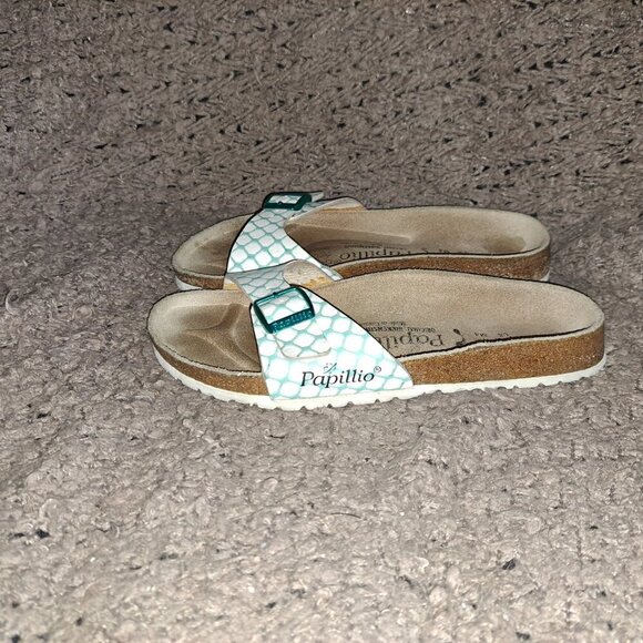 BIRKENSTOCK PAPILLIO-Aqua/White Honeycomb Birko Flor-Sz 6-Excellent - Picture 2 of 7